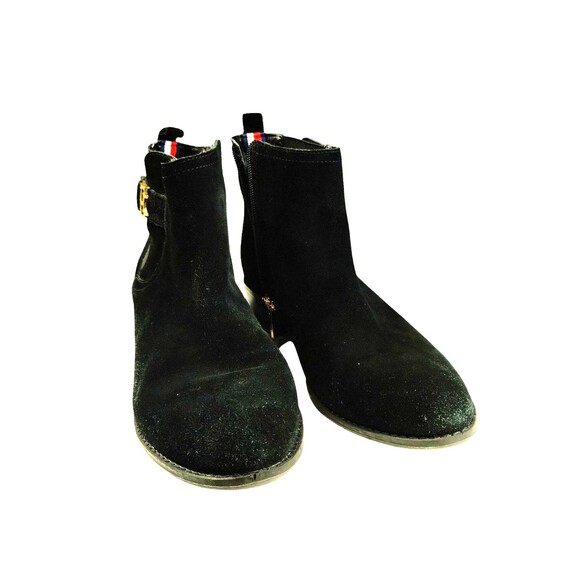 Tommy Hilfiger Booties Women's 8.5M Chelsea Faux Suede Side Zip 1" Heel Black - Picture 1 of 7